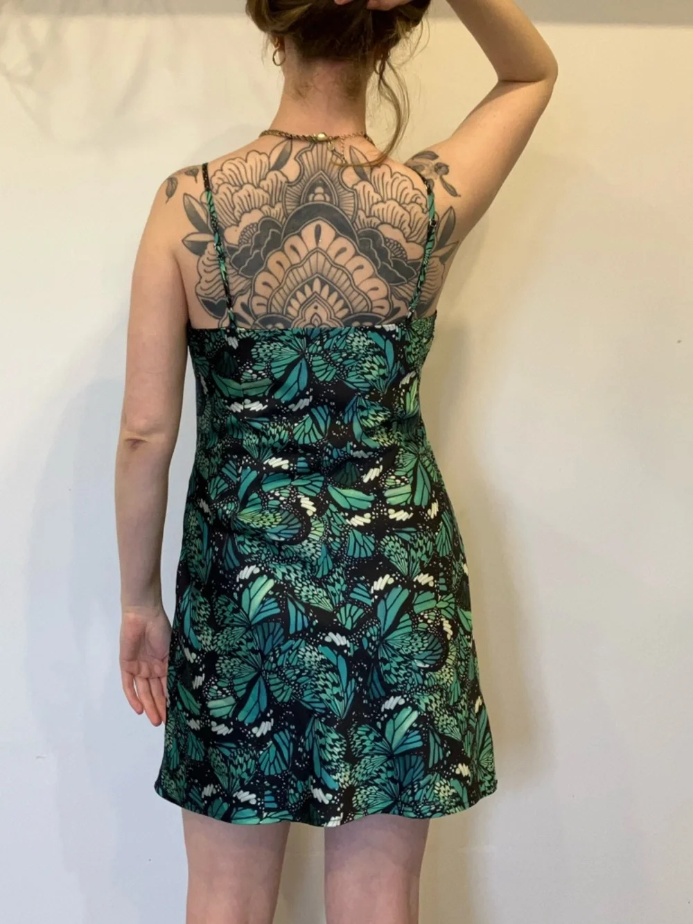 Simons Teal and Black Butterfly-Print Mini Dress in size medium - Picture 6 of 13